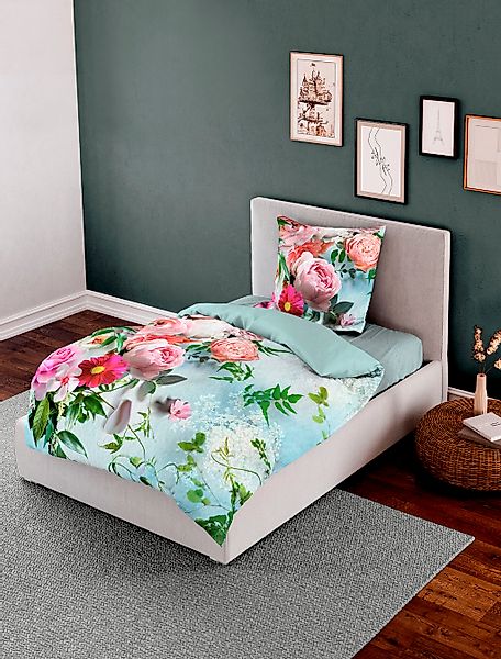 BIERBAUM Bettwäsche Bettwäsche, Mako-Satin, Blumen günstig online kaufen