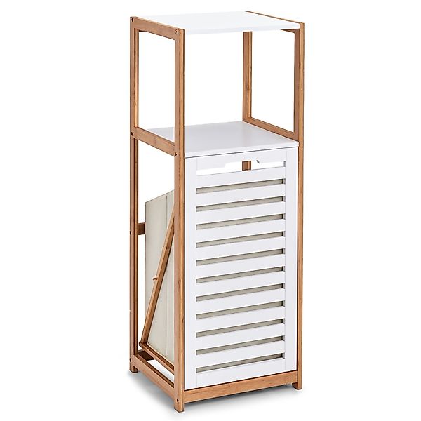 Zeller Standregal mit Wäschesammler weiß Bambus B/H/L: ca. 33x98x36,3 cm günstig online kaufen