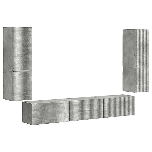 vidaXL TV-Schrankset Wandmontiert 4-Tlg Beton Grau Holzwerkstoff 3409045 günstig online kaufen