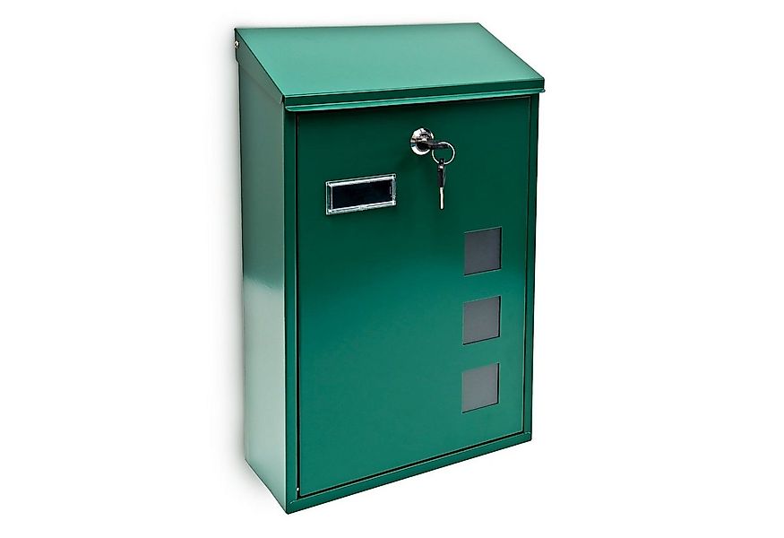 relaxdays Briefkasten 3 Fenster Farbauswahl, grün günstig online kaufen