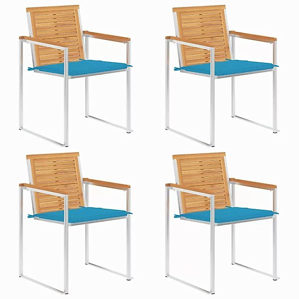 Gartenstühle 4 Stk. Mit Kissen Massivholz Teak günstig online kaufen