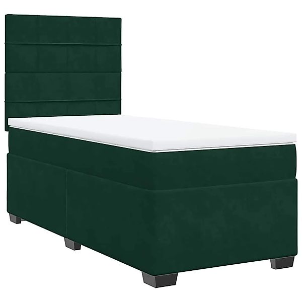vidaXL Boxspringbett mit Matratze Dunkelgrün 100x200 cm Samt 3290837 günstig online kaufen