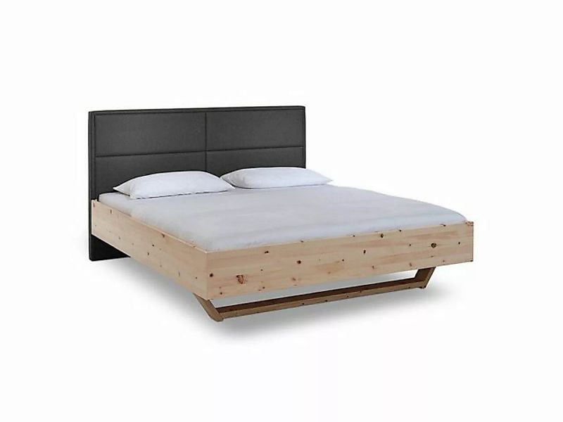 Natur24 Bett Doppelbett Bett Luganox aus Zirbe massiv 200x200 cm mit Stoffk günstig online kaufen