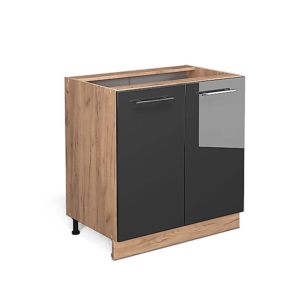 Vicco Spülenunterschrank Fame-Line Anthrazit Hochglanz/Goldkraft Eiche 80 c günstig online kaufen