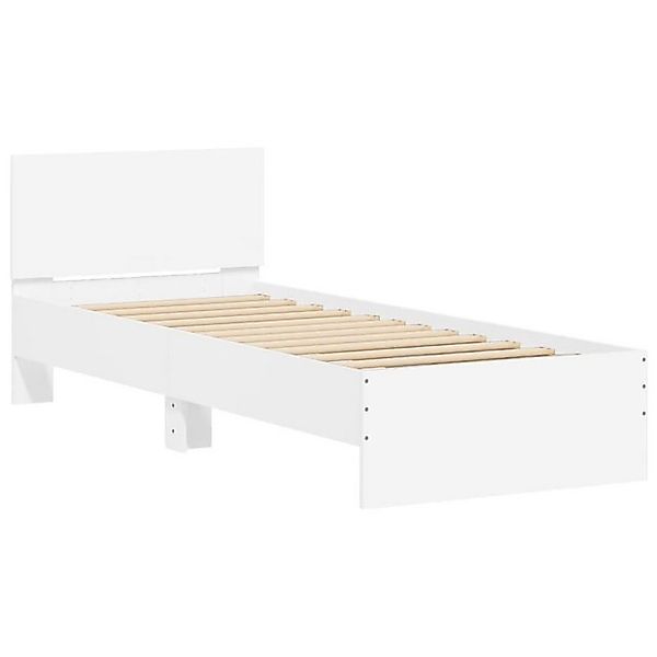 vidaXL Bettgestell Bettgestell mit Kopfteil Weiß 90x200 cm Spanplatte Bett günstig online kaufen