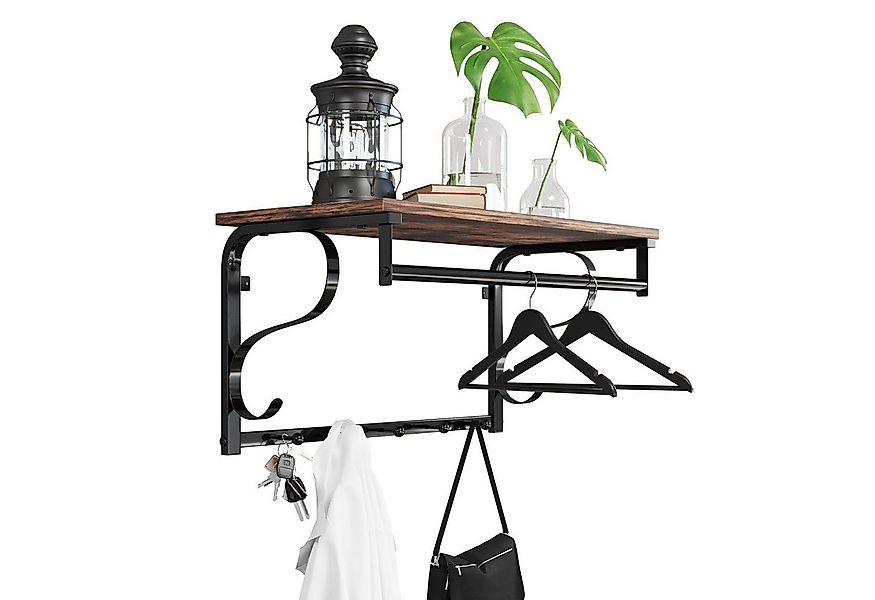 VASAGLE Wandgarderobe, Wandregal mit 5 Haken, 60 x 30 x 31,7 cm (L x B x H) günstig online kaufen