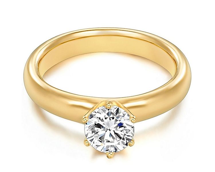Trilani Silberring gelbgold, mit Zirkonia im Brillant-Look günstig online kaufen
