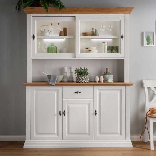 Küchenbuffetschrank im Landhausstil Kiefer und Eiche Massivholz günstig online kaufen