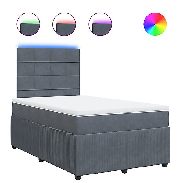 vidaXL Boxspringbett mit Matratze Dunkelgrau 120x190 cm Samt 3294587 günstig online kaufen