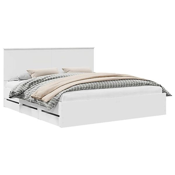 vidaXL Bettrahmen mit Schubladen Weiß 180 x 200 cm Ingenieurs Holz 3411089 günstig online kaufen
