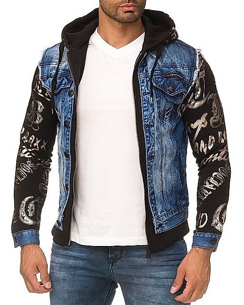 Cipo & Baxx Jeansjacke Kapuzen Sweatjacke BA-CJ181 Blau S mit Totenkopf auf günstig online kaufen