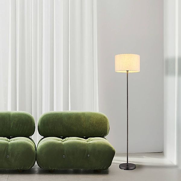 Stehleuchte Thea, creme/schwarz matt, Leinen, Höhe 160 cm günstig online kaufen