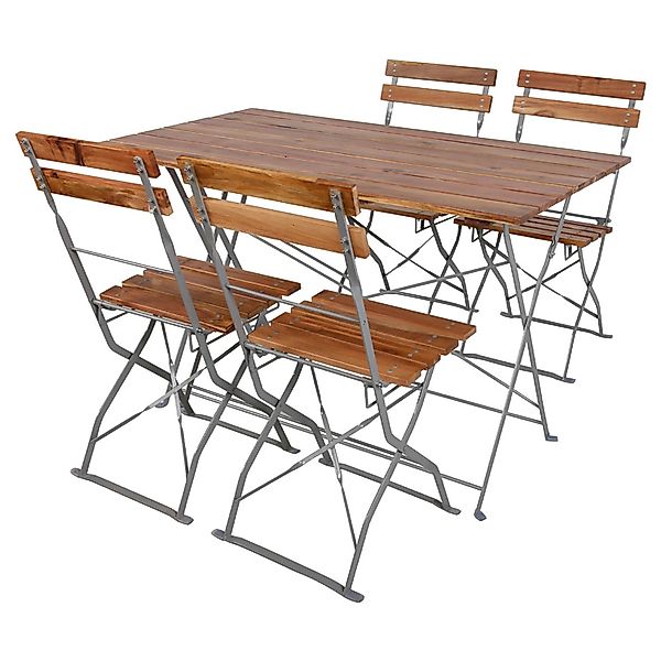 Mojawo Biergarten Set Klapptisch 4 Klappstühle klappbar Akazienholz 120x70c günstig online kaufen