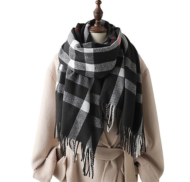 Bextsrack Wollschal Damen Kariert Groß Fransen Schal Lange Winterschal, für günstig online kaufen
