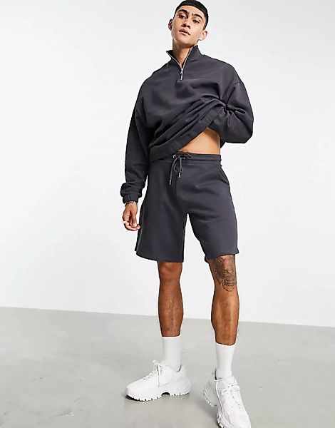 ASOS DESIGN – Trainingsanzug mit Oversize-Sweatshirt mit kurzem Reißverschl günstig online kaufen