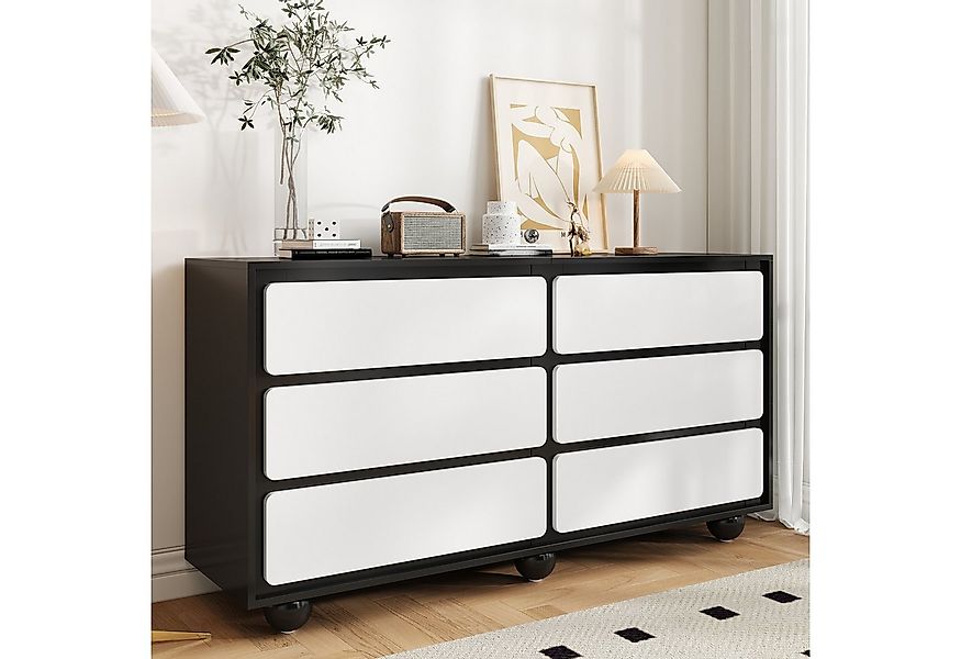 OKWISH Sideboard Schwarz-Weiß-Design (Kommode, Frisiertisch, 1 St., mit sec günstig online kaufen