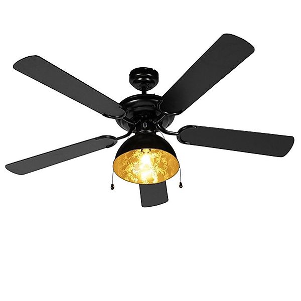 Qazqa Deckenventilator Magna licht88, E27, Schwarz, Industrie, Stahl, 1-fla günstig online kaufen