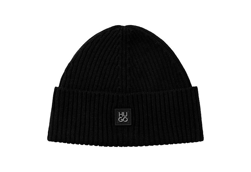 HUGO Strickmütze Xola_Metal mit aufgenähtem Logo günstig online kaufen