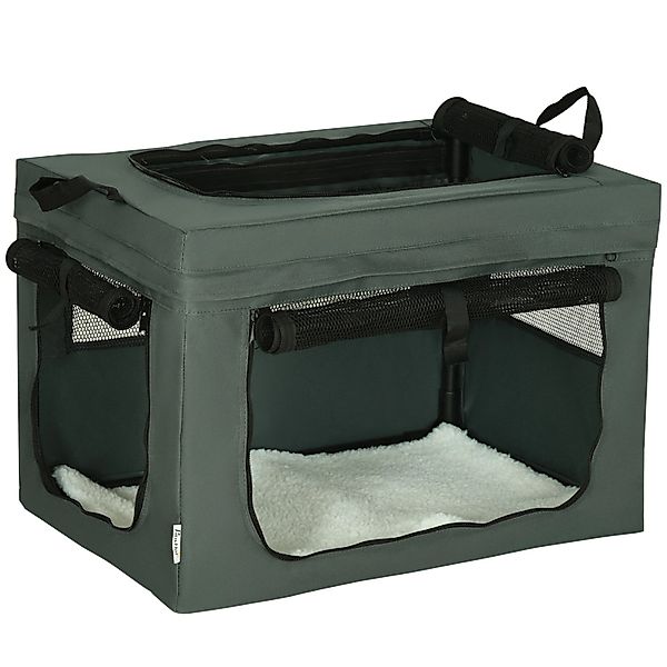 PawHut Hundetasche mit Meshfenster Kissen für Hunde Oxford Grau 60 x 42 x 4 günstig online kaufen