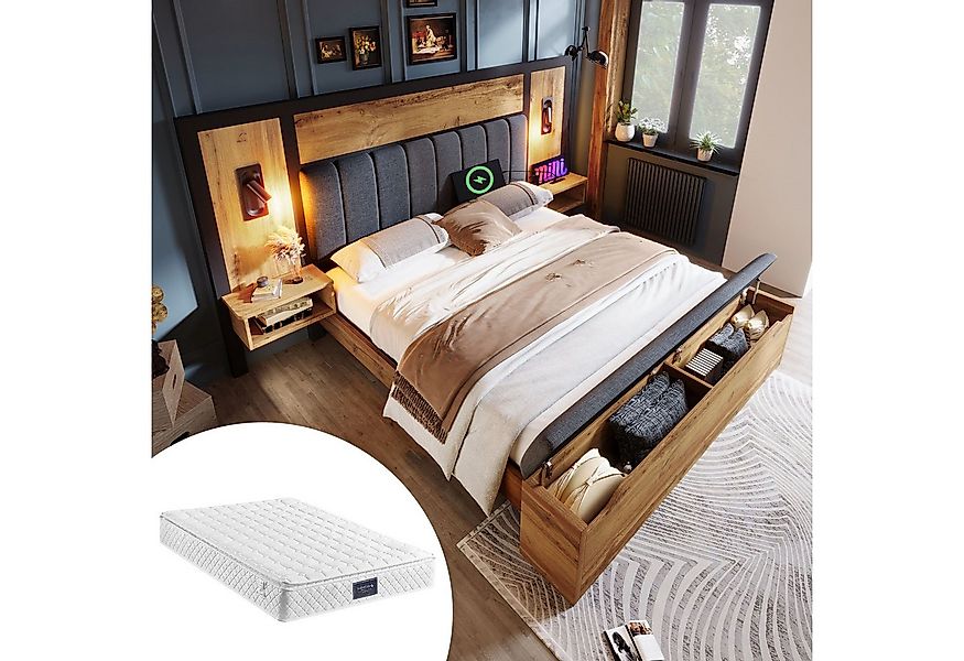 MODFU Massivholzbett mit Bettgestell Lattenrost (Struraumbett, Doppelbett, günstig online kaufen