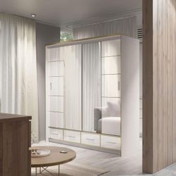 MOEBLO Kleiderschrank SERAPHINE (Schwebetürenschrank Gaderobe Schiebtüren günstig online kaufen