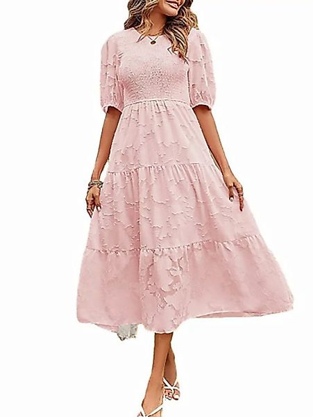 ZWY Dirndl mittellanges Kleid,spitzenkleid damen,prinzessin kleid rosa (M-X günstig online kaufen