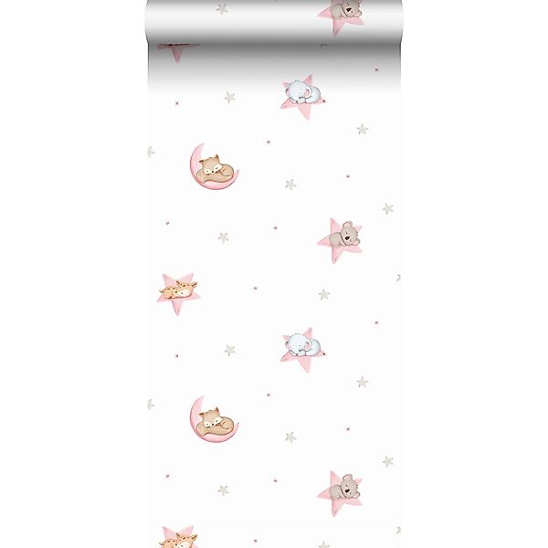 Sanders & Sanders Tapete Tiere Rosa Und Weiß 53 Cm X 10 M - 640440 günstig online kaufen