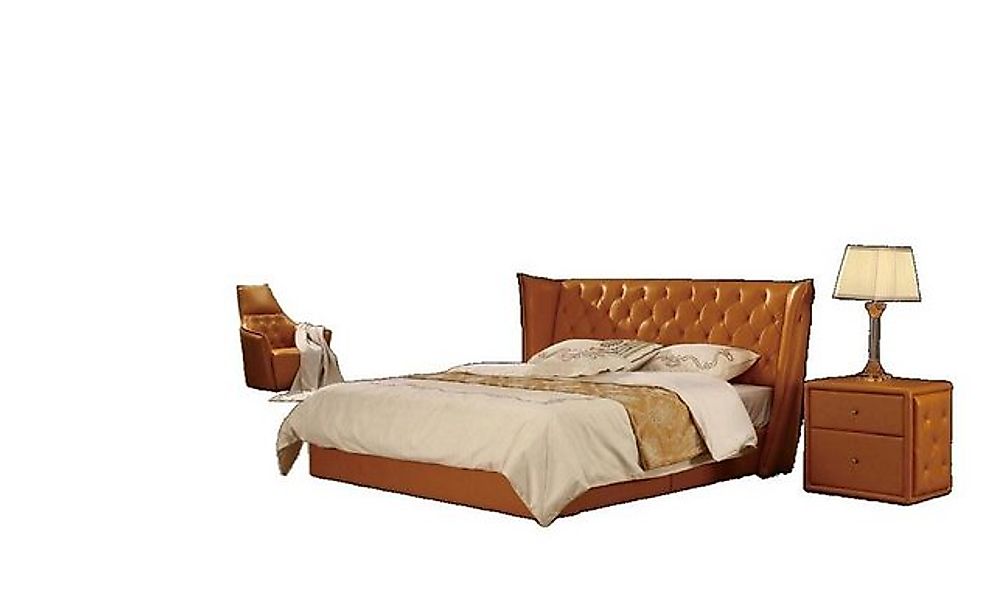 JVmoebel Bett Designer Doppelbett Bett Betten Leder Chesterfield Hotel Schl günstig online kaufen