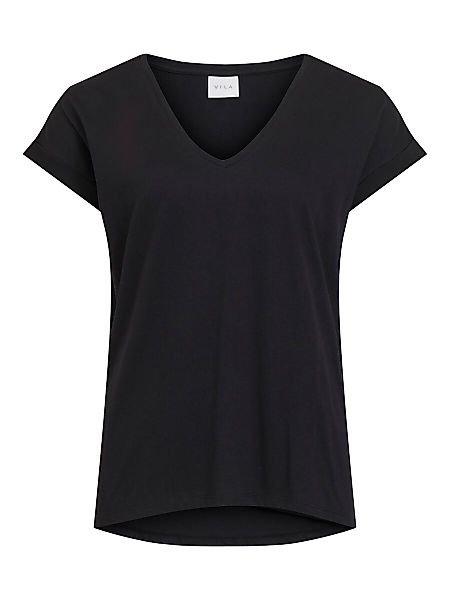 VILA Basic-v-ausschnitt T-shirt Damen Schwarz günstig online kaufen