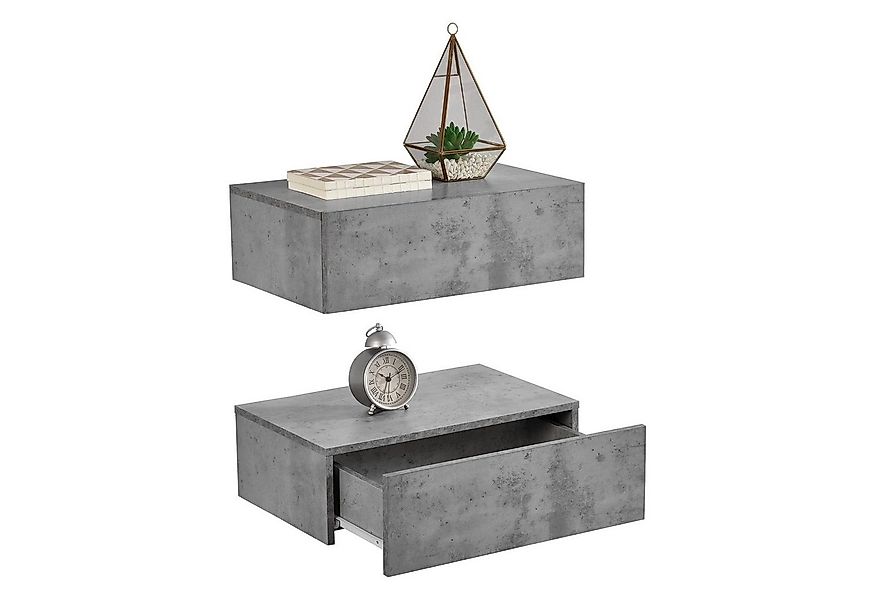 en.casa Nachtschrank »Oslo« in 2er Set mit Schublade 46x30x15cm Beton-Optik günstig online kaufen