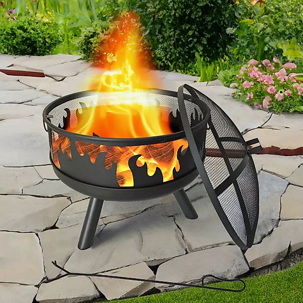 Feuerstelle schwarz Stahl H/D: ca. 43x61,5 cm günstig online kaufen