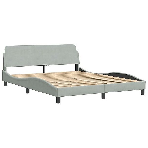 furnicato Bettgestell "Dover" Hellgrau 160x200 cm Samt (1-tlg) günstig online kaufen