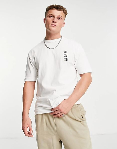 River Island – T-Shirt in Weiß mit Symbol-Print günstig online kaufen