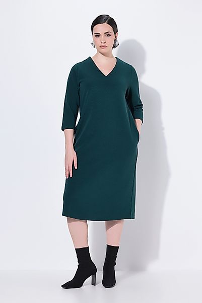 Ulla Popken Minikleid Jerseykleid V-Ausschnitt 3/4-Arm günstig online kaufen