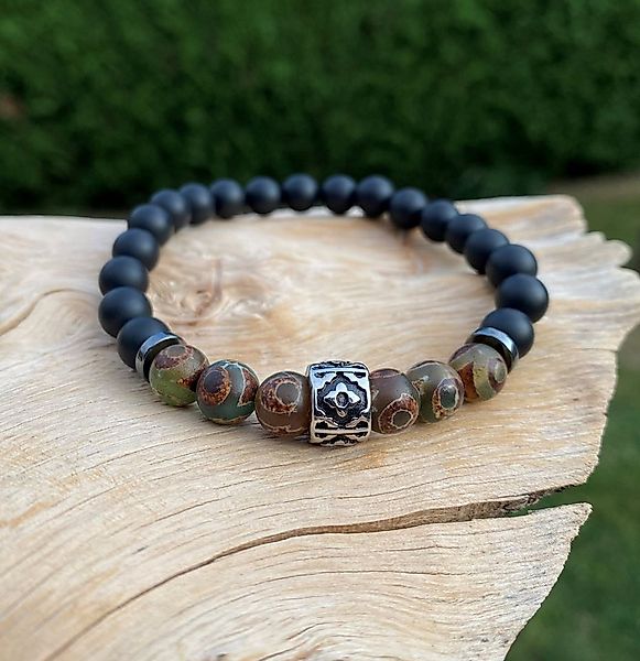 NAHLE Perlenarmband Onyx Tibet Achat Naturstein Armband (inkl. Schmuckbox), günstig online kaufen