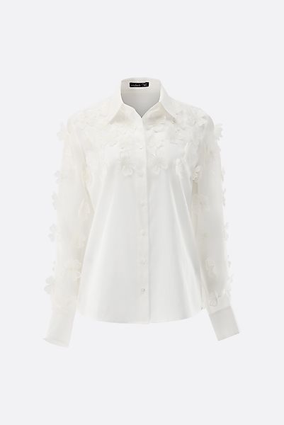 Hemdbluse mit 3D-Blumen günstig online kaufen