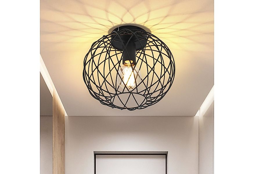 Nettlife Deckenleuchte 1 Flammig Deckenlampe Vintage Flurlampe Schwarz, LED günstig online kaufen