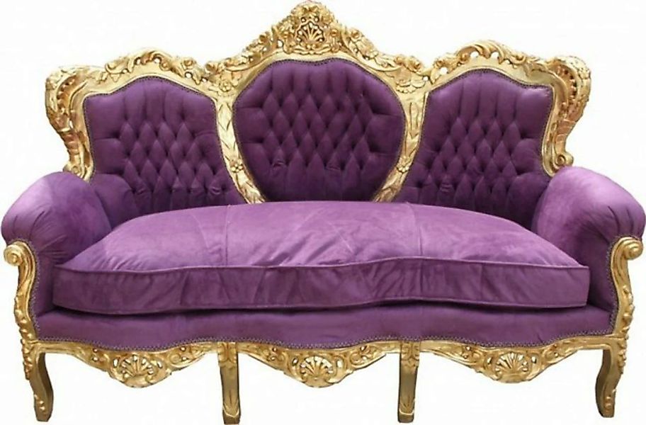 Casa Padrino Sofa Barock Sofa King Lila / Gold - Möbel Lounge Couch günstig online kaufen