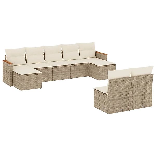 vidaXL 9-Tlg Garten-Sofagarnitur mit Kissen Beige Poly Rattan 3226373 günstig online kaufen