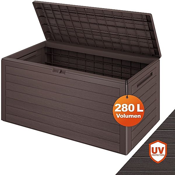 Casaria Auflagenbox Woody, 280L UV-beständig Griffmulden günstig online kaufen