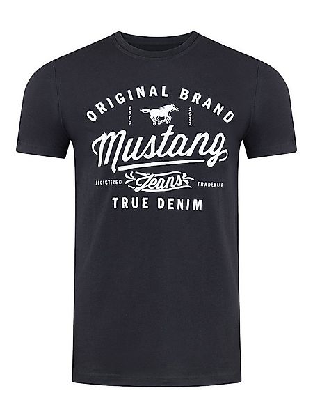 MUSTANG T-Shirt Herren Printshirt Regular Fit (1-tlg) Kurzarm Tee Shirt mit günstig online kaufen