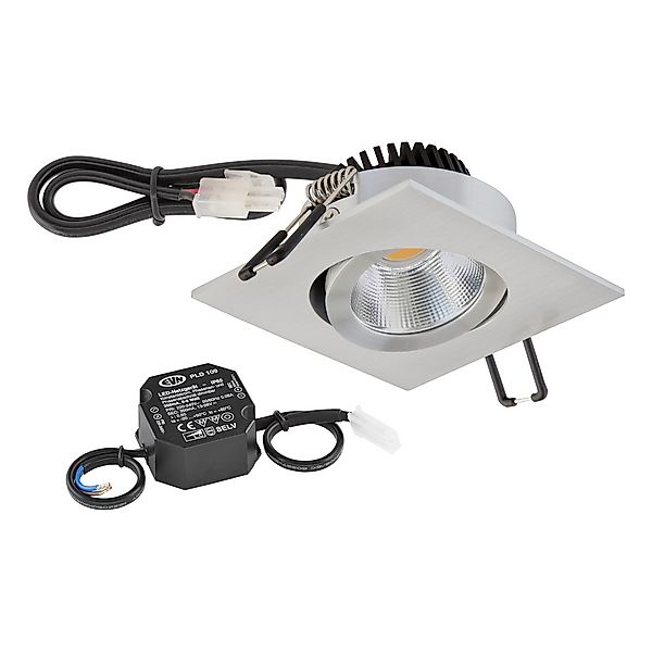 EVN Lichttechnik P-LED Deckeneinbauleuchte 3000K 230V quad.alu PC24N61402 günstig online kaufen