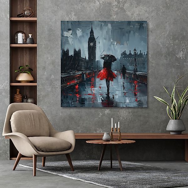 queence Leinwandbild »London bei Regen«, Architektonische Elemente-Bilder v günstig online kaufen