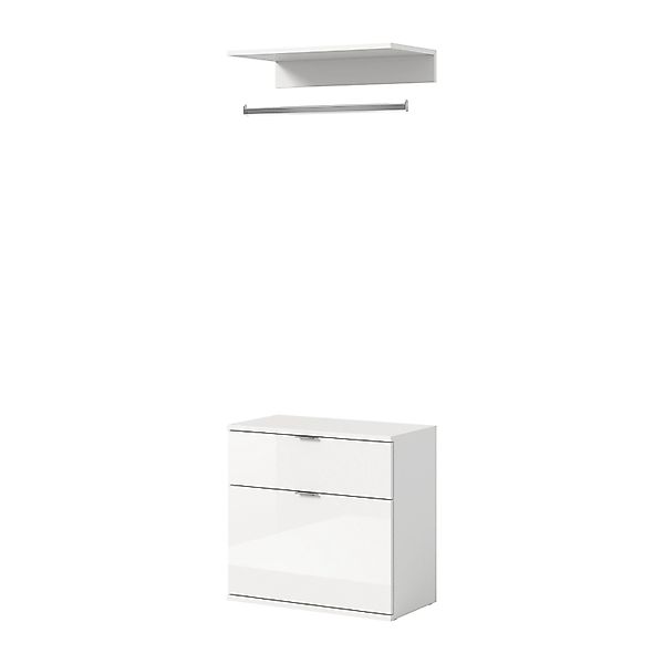 Inn.Furn Garderoben-Set Weiß Hochglanz 61 cm mit Kleiderstange SystemX günstig online kaufen