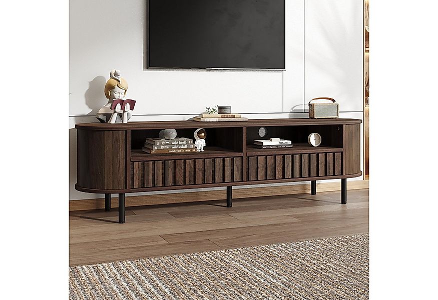 Merax Lowboard Fernsehtisch in Walnussholzoptik/Naturholzoptik (1 St., TV-M günstig online kaufen