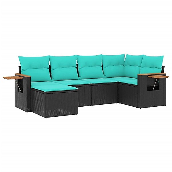 vidaXL 6-Tlg Garten-Sofagarnitur mit Kissen Schwarz Poly Rattan 3227016 günstig online kaufen