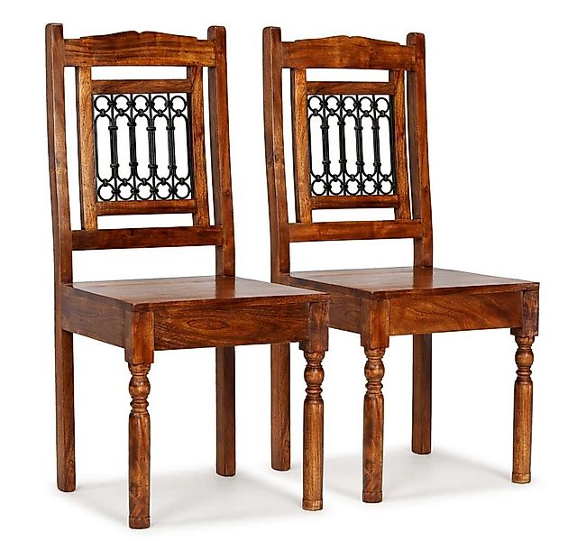 vidaXL Esszimmerstuhl Esszimmerstühle 2 Stk. Massivholz mit Honigfarbenem F günstig online kaufen