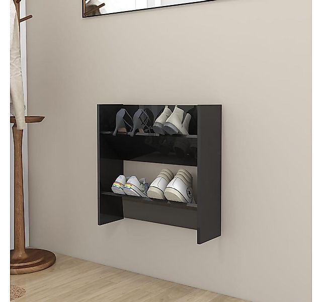 vidaXL Schuhschrank Wand-Schuhschrank Hochglanz-Schwarz 60x18x60 cm Spanpla günstig online kaufen