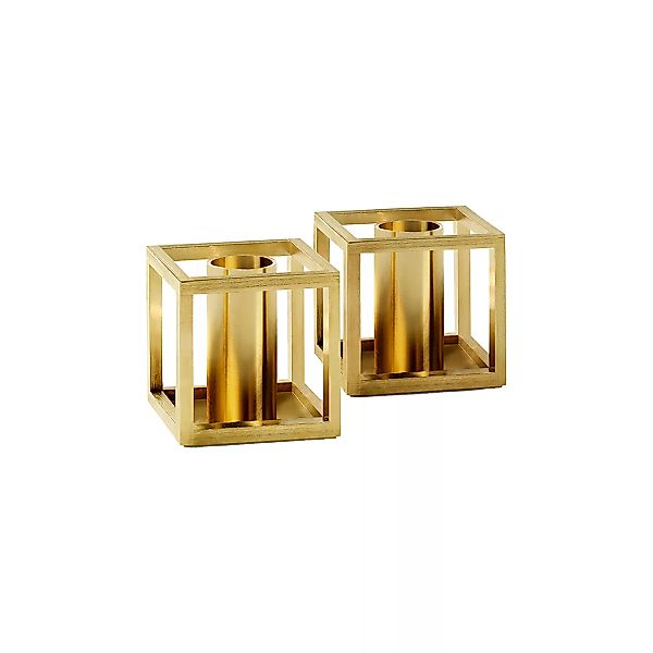 by Lassen - Kubus Micro Kerzenhalter 2er Set - gold/veredelt/LxBxH 3,5x3,5x günstig online kaufen