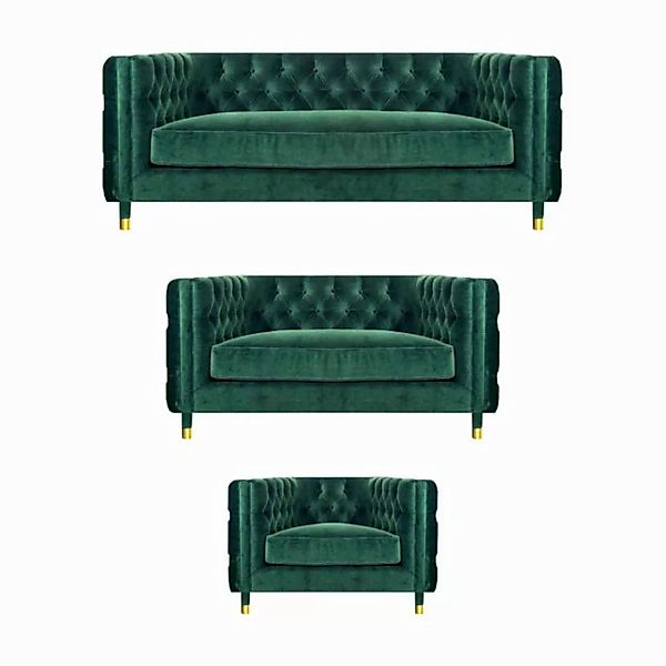 JVmoebel Chesterfield-Sofa Sofa Set 3tlg Modern Sofas Möbel Textil Stoff Se günstig online kaufen